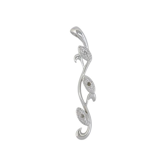 Vintage Sterling Silver 925 Diamond 0.03ctw Leaf Pendant - Picture 2 of 6